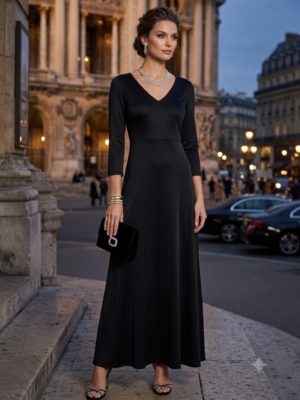 TravelSmith Black 3/4 Sleeve Maxi Dress - Picture 3 of 12